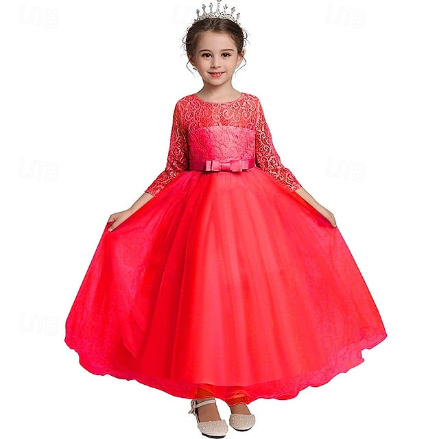 Dress Girls' Wedding Flower Girl Half Sleeve Kids