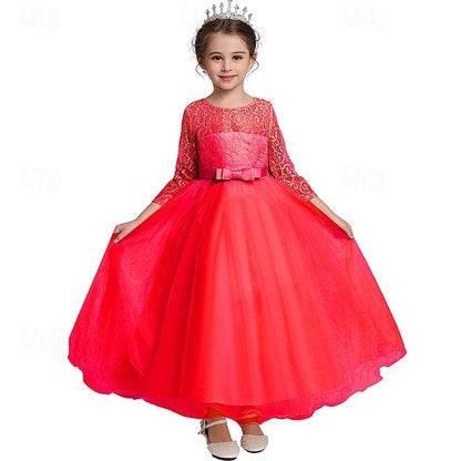 Dress Girls' Wedding Flower Girl Half Sleeve Kids