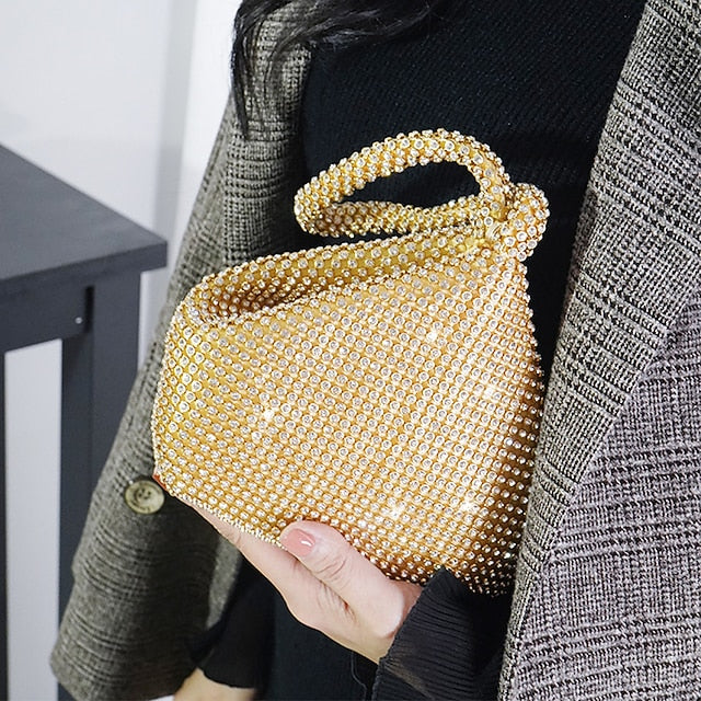 Crystal Evening Elegant Women's - Rhinestone Silver Bag