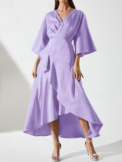 SkyA-Line Luxurious Mother Simple of Bride the V Elegant Dress
