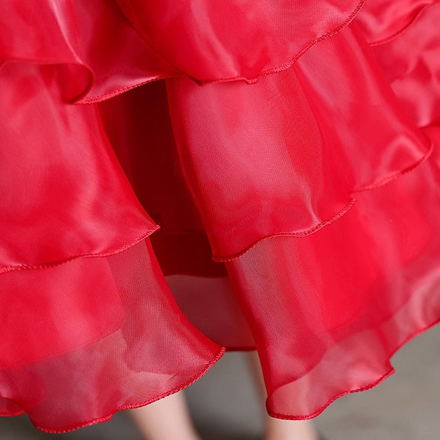 Wedding Girls' Party Flower Sleeve Kids Long Dress Special