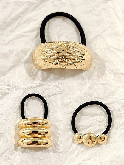 Women's Hair Elastic Scrunchies Band Tone - with Gold