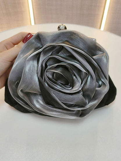 Flower Evening Elegant Satin – Women's Purse Rose Clutch
