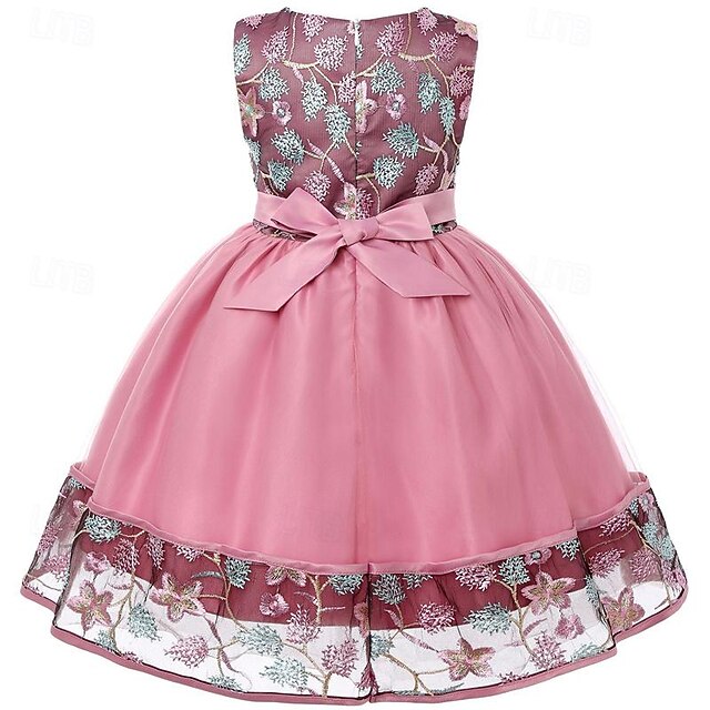Girls' Sleeveless Flower Party Girl Dress 3D