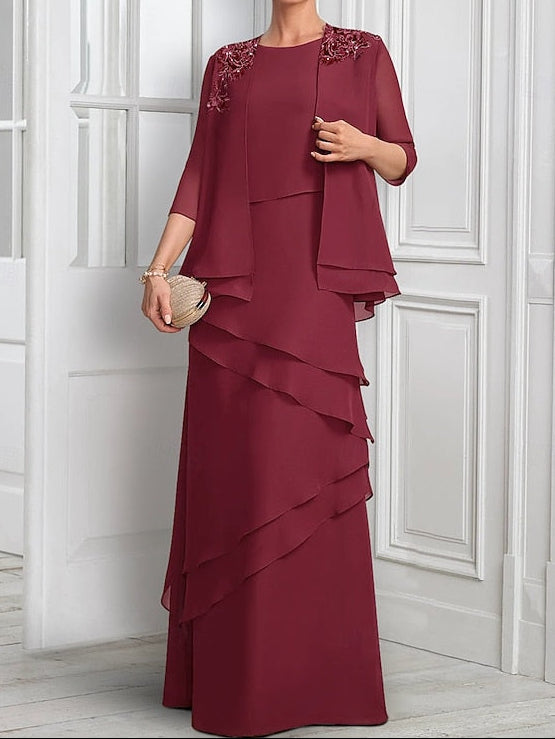 Piece Formal Elegant Mother Dress the A-Line of Suit Two Bride