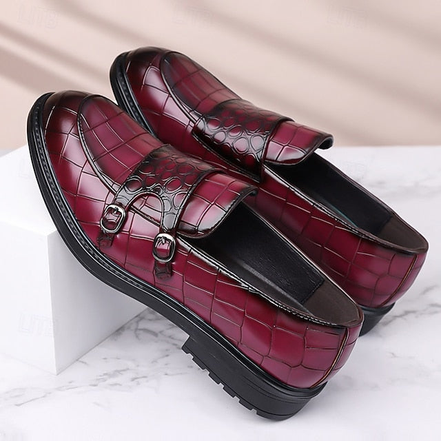 Crocodile with Men's Brown Pattern Leather – Faux Loafers