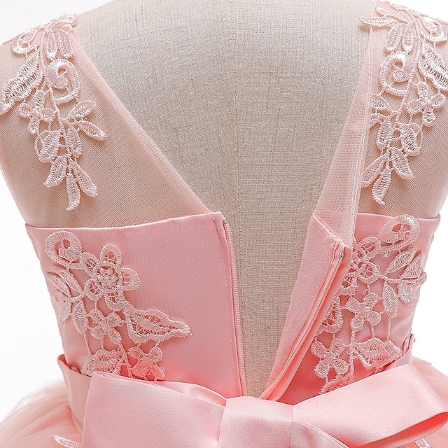 Sleeveless Color Kids Party Girls' Solid Dress