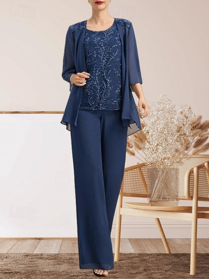the Guest Pantsuit Bride Mother of Elegant Piece 3 Dress Wedding