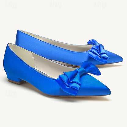 Wedding Flats Party Pointed Heel Low Bowknot Women's Shoes