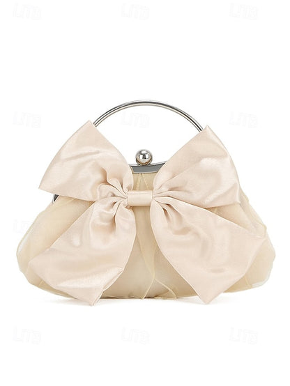 Elegant Bag Women's – Pearl Bow Satin Evening Clutch