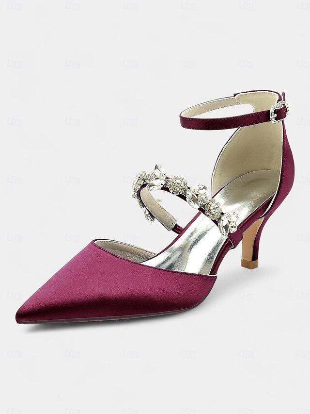 Black Heels Women's Embellishments - Satin with Rhinestone