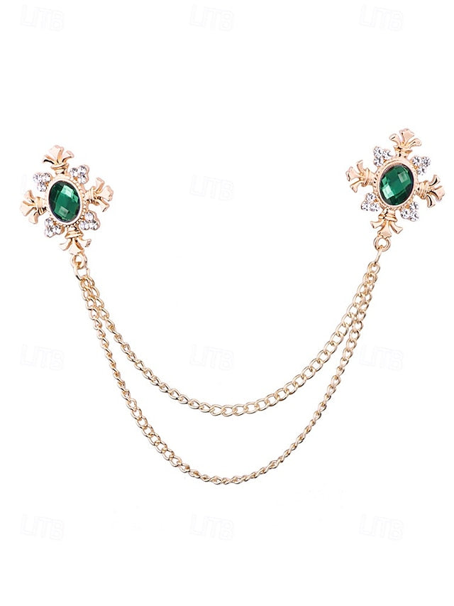 Gem Vintage Double – Brooch Blue Collar Elegant Chain