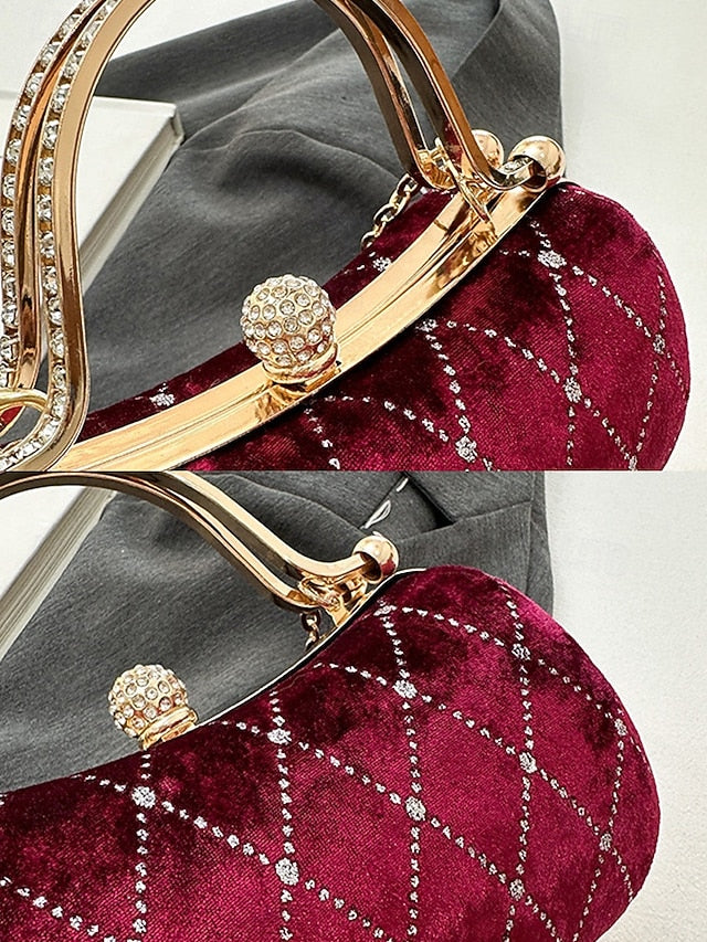with - Purse Accents Quilted Evening Velvet Women's Diamond