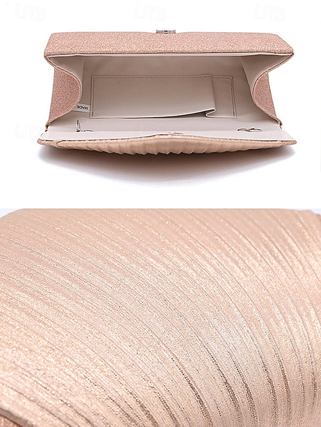 Champagne Bag Design – Clutch Pleated with Glitter Evening