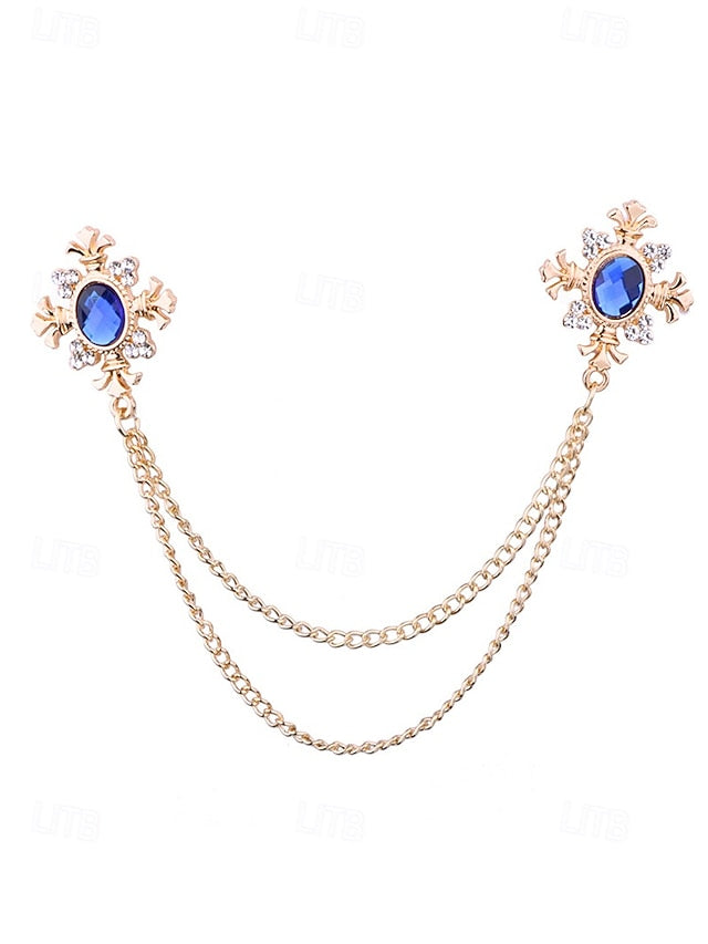 Gem Vintage Double – Brooch Blue Collar Elegant Chain