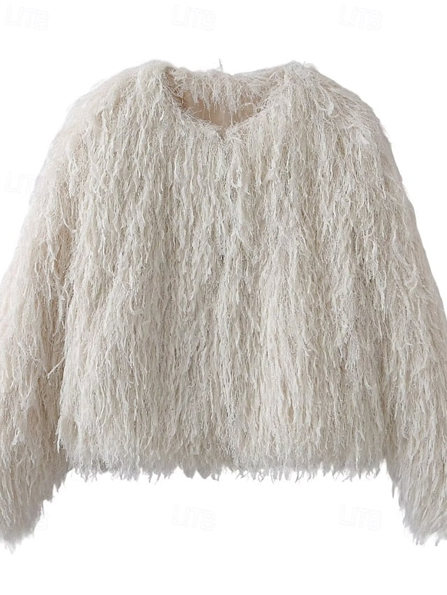 Coat Fur Faux Furs Comfortable Leathers Women's