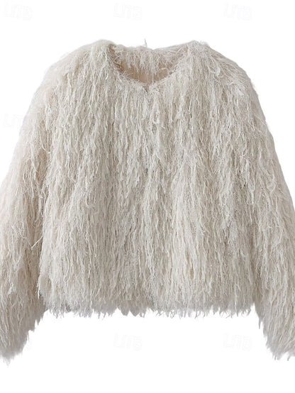 Coat Fur Faux Furs Comfortable Leathers Women's