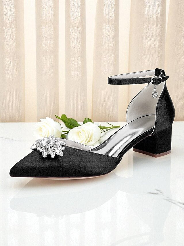 Burgundy Women's Heel with Satin Wedding Shoes Block