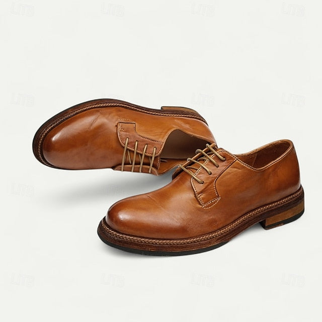 Goodyear Men's Clean with Derby Shoes Welt Leather and Tan