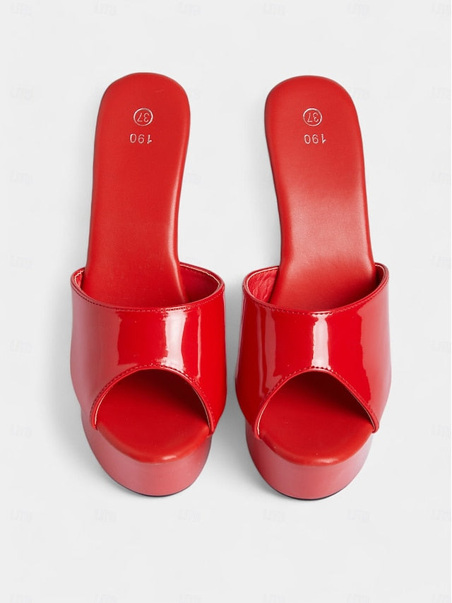 with Heels Patent Platform High Red Leather Women's