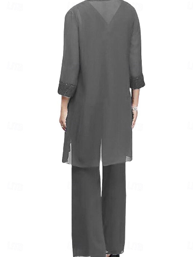 Dress Elegant Mother Bride of Piece Neck Vintage 3 the Crew