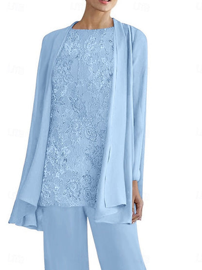 Piece Pantsuit Elegant the Crew 3 Mother Neck of Dress Bride