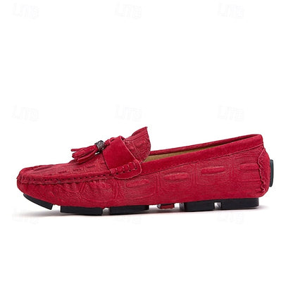 Men's Brown Faux Suede Loafers with Tassel Detail and