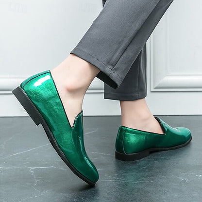 Men's Loafers Fashionable Gold – Metallic Slip-On Shiny