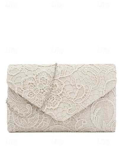 Women's Chain Clutch Evening Strap Bag with Lace