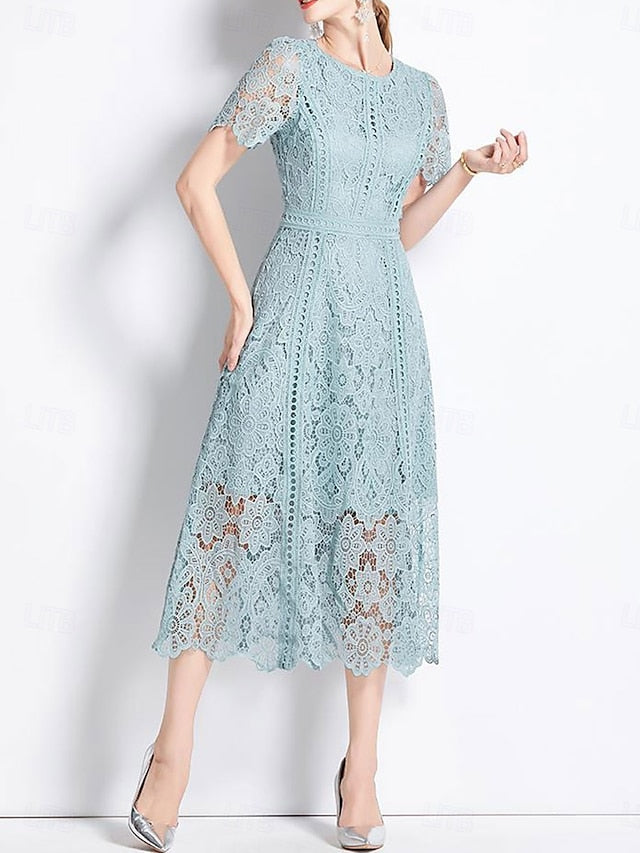 Tea of Mother Length Crew Dress Elegant the Neck Bride