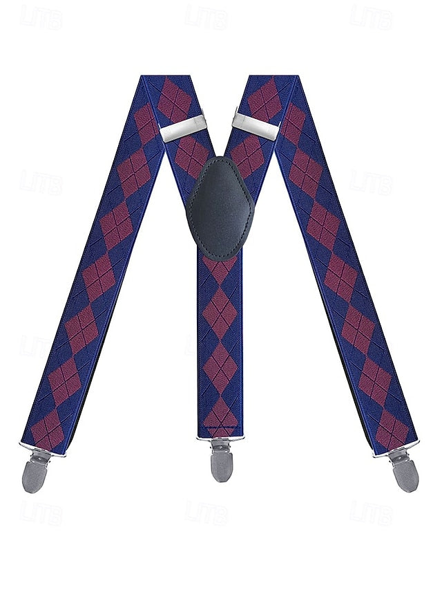 Men's Clip-On Classic Suspenders Pattern Argyle –