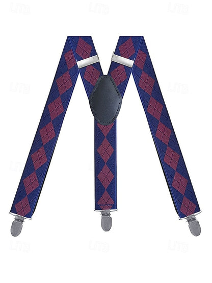 Men's Clip-On Classic Suspenders Pattern Argyle –