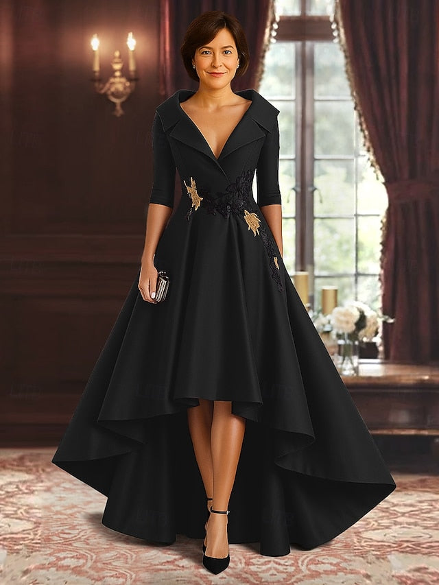 A-Line Elegant Dress the Mother Red of Split Bride Black High