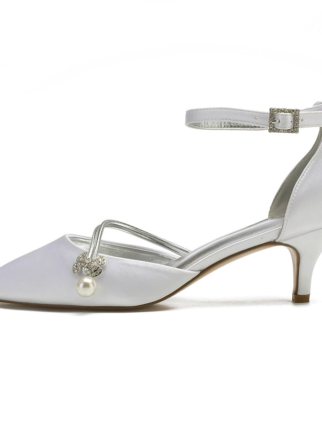 and Heels with Pearl Blue Satin Kitten Women's Dark