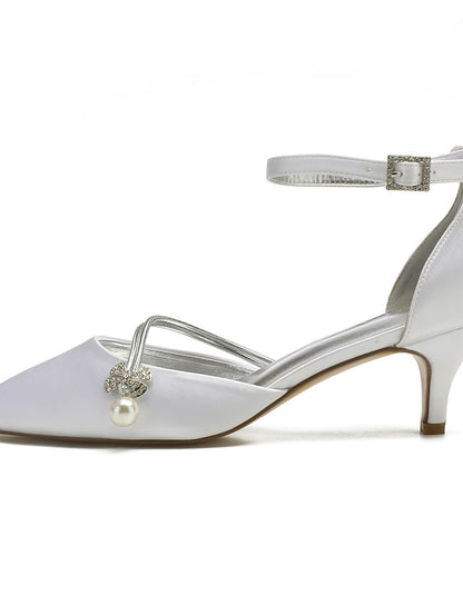 and Heels with Pearl Blue Satin Kitten Women's Dark