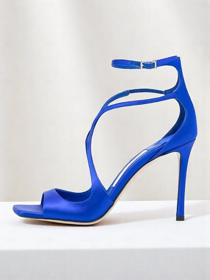 Stiletto Elegant - Heels Women's Satin Lavender Crisscross