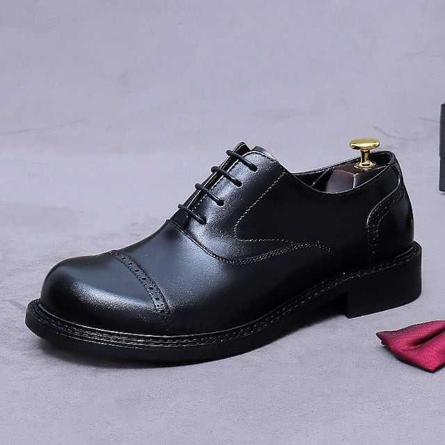 Cap Men's Leather Shoes- Toe First Genuine Oxford