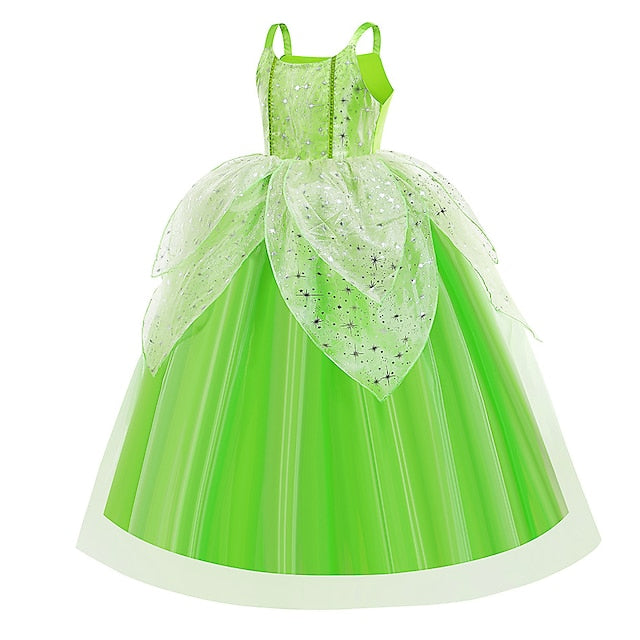 Theme Bell Flower Girl Tinker Dress Princess Tiana Fairytale