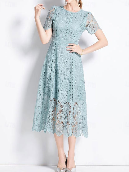 Tea of Mother Length Crew Dress Elegant the Neck Bride