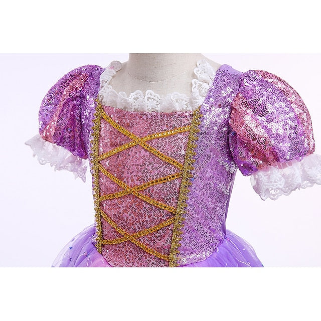 Flower Cosplay Princess Rapunzel Dress Girl Cloak