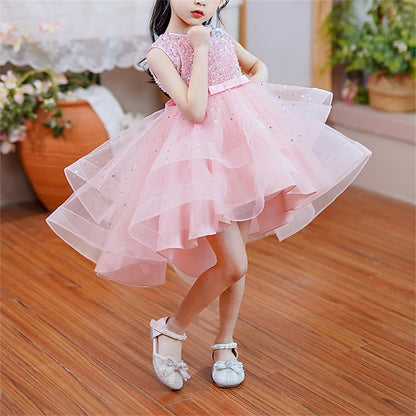 Color Sleeveless Solid Party Girls' Kids Dress