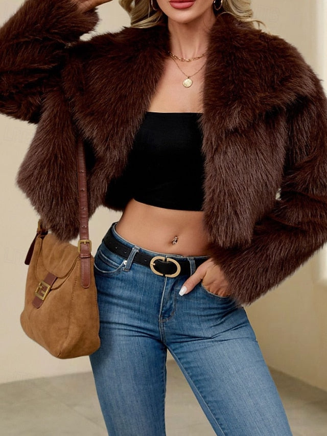 Comfortable Faux Fur Furs Warm Women's Leathers Coat