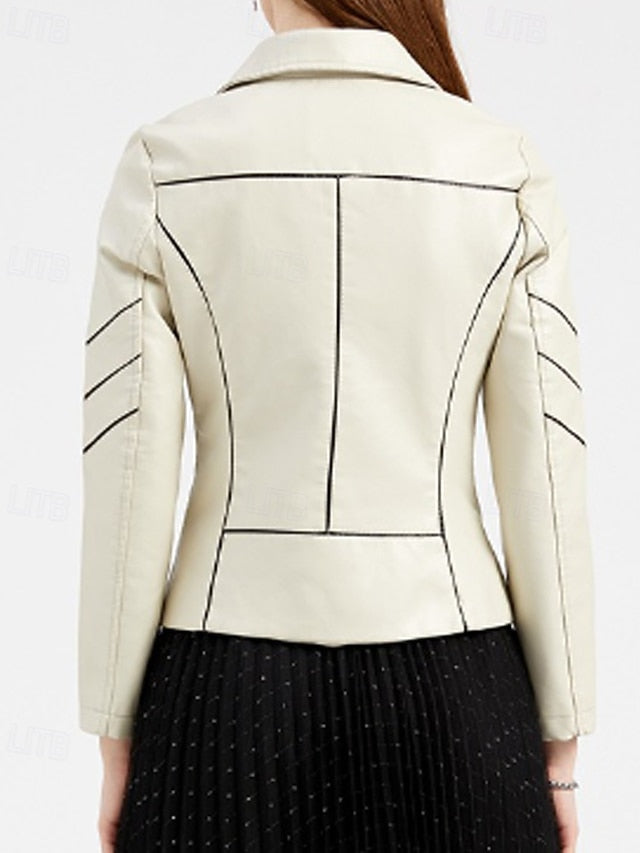 Zipper Leather Faux Women's Jacket Pocket Comfortable