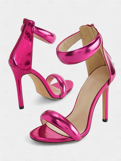 - Strap for Metallic Stiletto Women Fuchsia Heels Ankle
