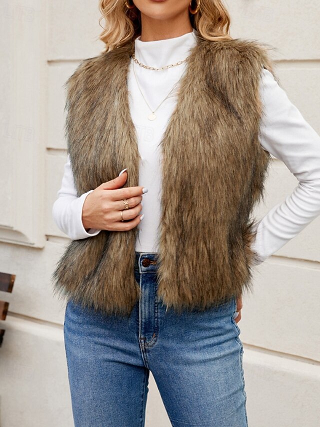 Coat Furs Comfortable Leathers Faux Fur Vest Women's