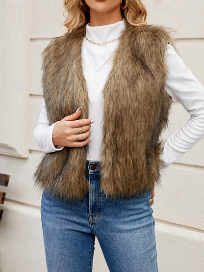 Coat Furs Comfortable Leathers Faux Fur Vest Women's