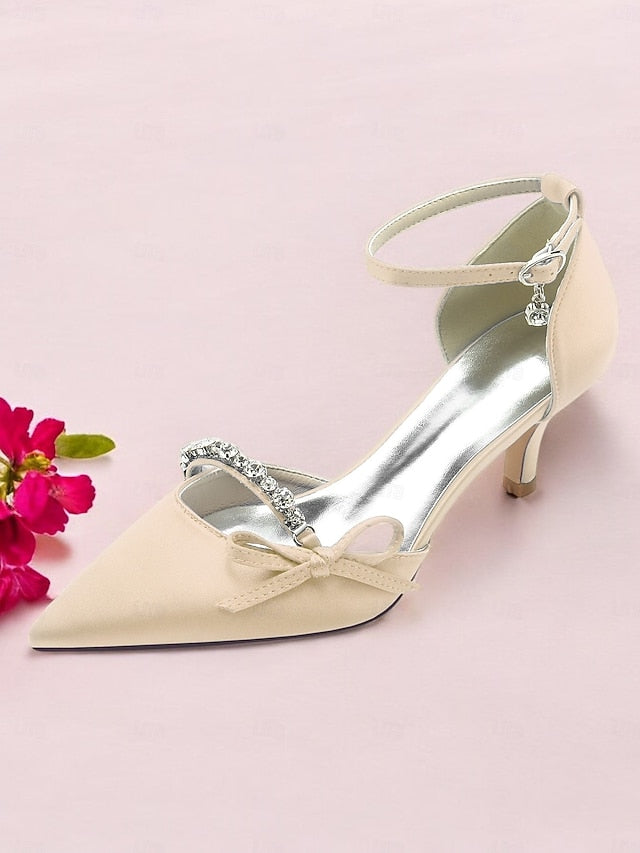 Kitten Shoes for Wedding Elegant Women – Heel Pointed-Toe