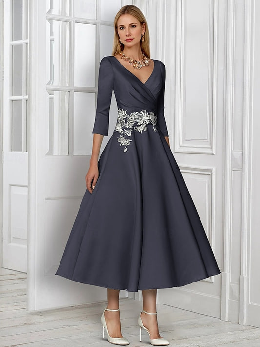V Dress the Neck of A-Line Bride Simple Mother Elegant